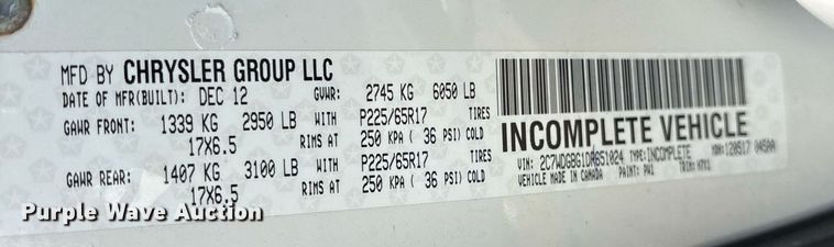 image for item OB9662 2013 Dodge Grand Caravan handicap accessible van