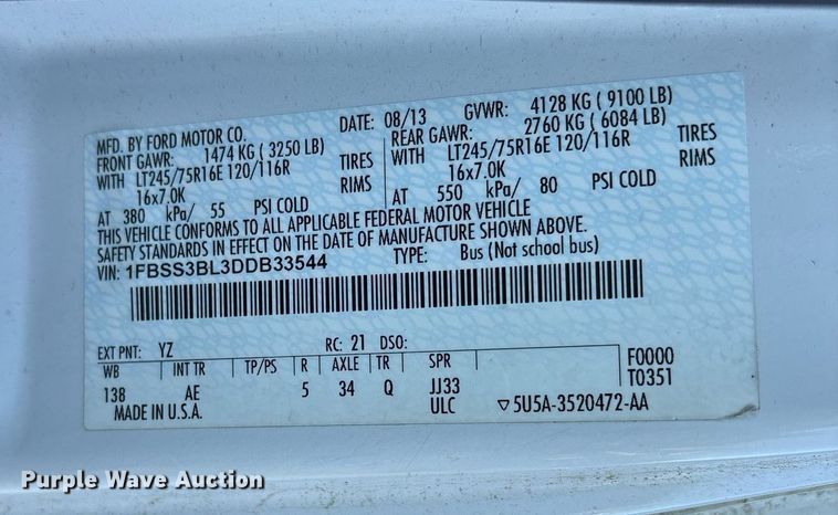 image for item OB9664 2013 Ford E350 Super Duty XL van