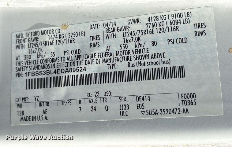 image for item OB9666 2014 Ford E350 Super Duty XL van