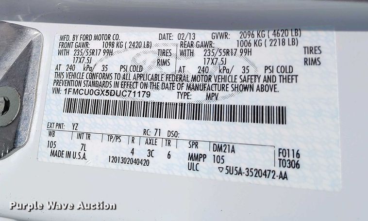 image for item YA0463 2013 Ford Escape SE SUV