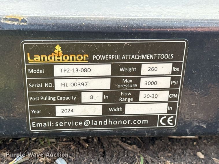 image for item DO0837 2024 Wolverine TP2-13-08D skid steer tree puller