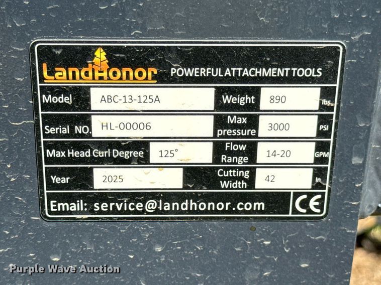 image for item DO0851 2025 LandHonor ABC-13-125A skid steer articulating brush mower