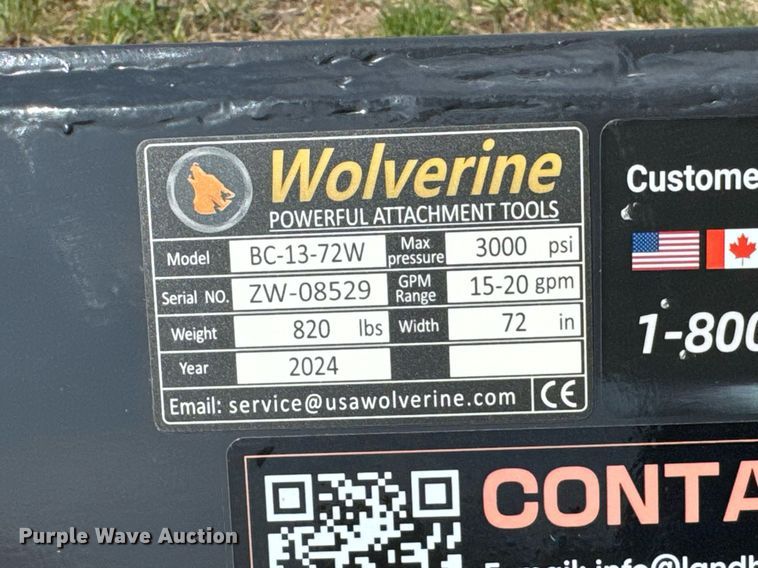 image for item DO0855 2024 Wolverine BC-13-72W skid steer rotary mower