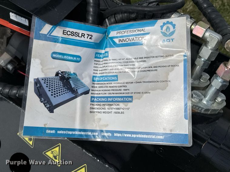 image for item DO0862 AGT ECSSLR 72 skid steer landscape rake