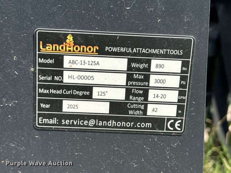 image for item DO0865 2025 LandHonor ABC-13-125A  skid steer articulating brush mower