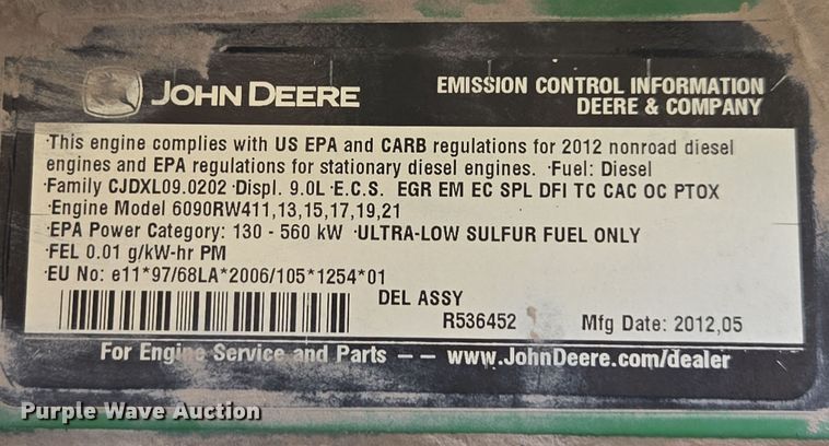 image for item DP6306 2012 John Deere 8285R MFWD tractor