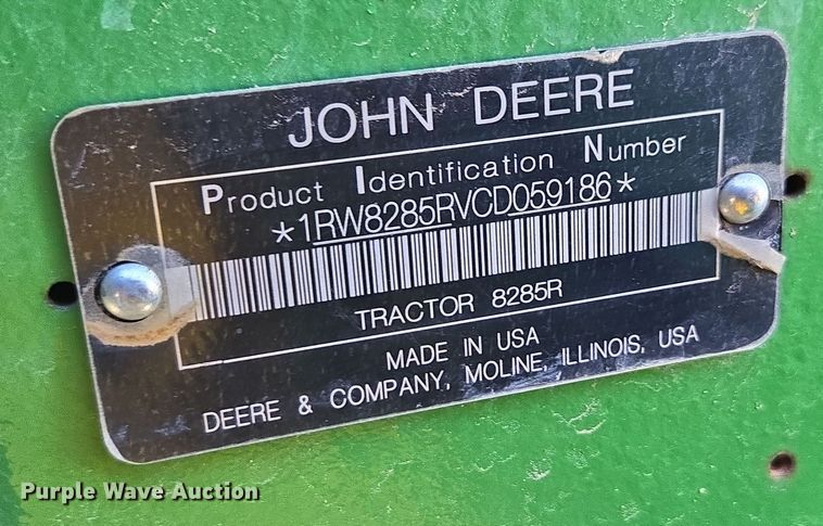 image for item DP6306 2012 John Deere 8285R MFWD tractor