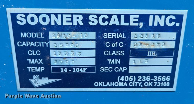 image for item DP6308 SSI Sooner Scale 2510-10  scale