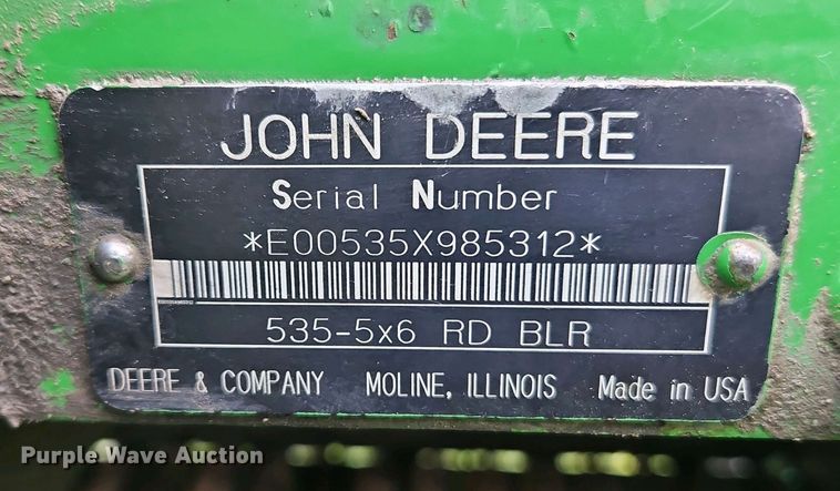 image for item DT7742 1995 John Deere 535 round baler