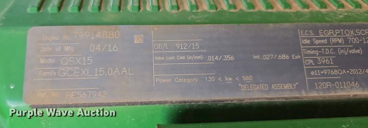 image for item DW1907 2016 John Deere 9570RX 4WD tractor