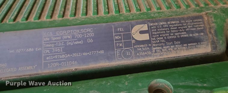 image for item DW1907 2016 John Deere 9570RX 4WD tractor