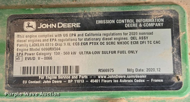 image for item DW1909 2021 John Deere 8R340 MFWD tractor