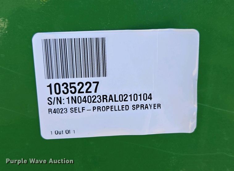 image for item DW1912 2021 John Deere R4023 sprayer