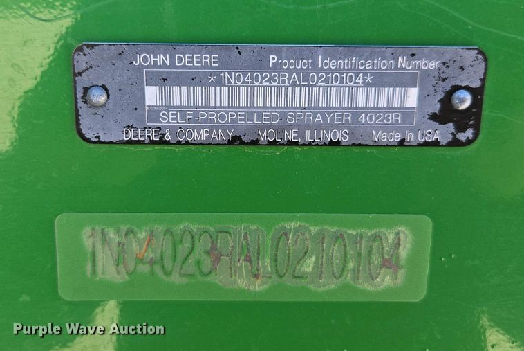 image for item DW1912 2021 John Deere R4023 sprayer