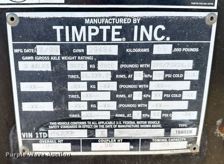 image for item EG6377 2000 Timpte grain trailer