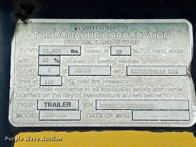 image for item EJ3654 Donahue EXG-180 windrower trailer