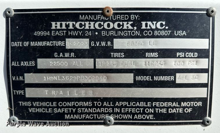 image for item EQ4576 2023 Hitchcock APL36 silage trailer