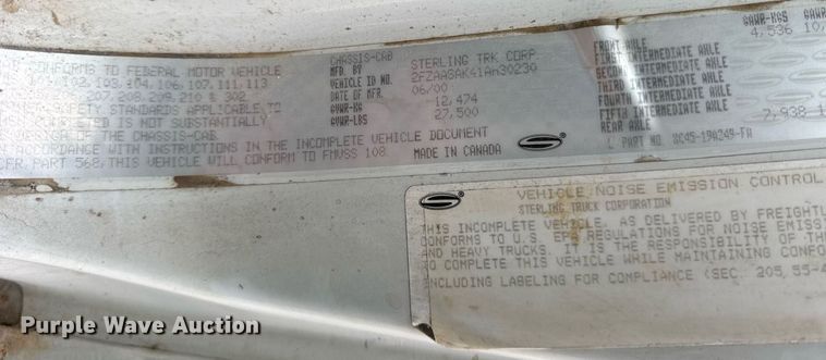 image for item DH9920 2001 Sterling Truck L7500 Series flatbed truck