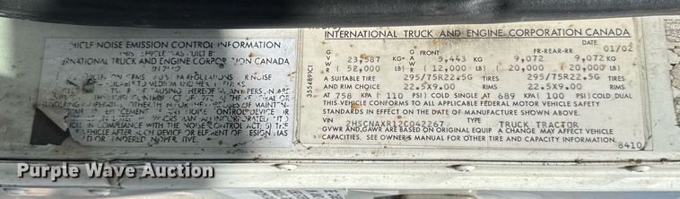 image for item DH9922 2002 International 9400i semi truck