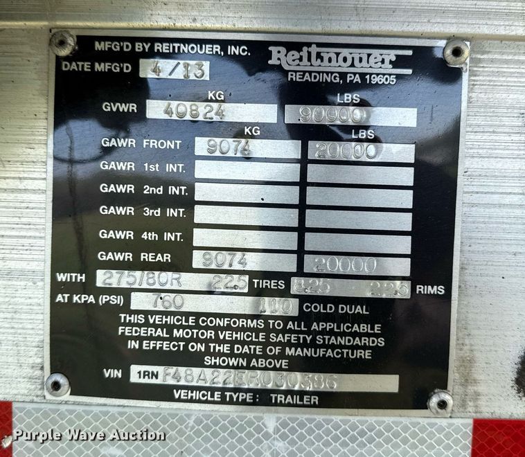 image for item DM5711 2014 Reitnouer flatbed trailer