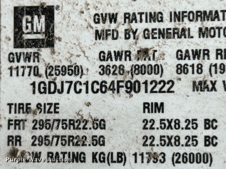 image for item DO0790 2004 GMC C7500 truck cab and chassis