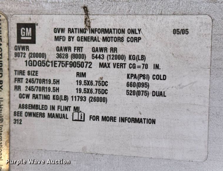 image for item DO0791 2005 GMC C5500 box truck