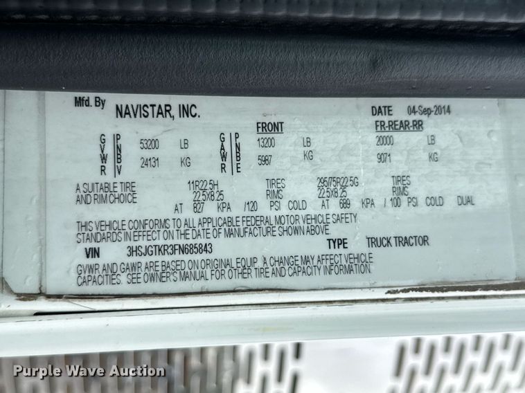 image for item DO0799 2015 Caterpillar CT660 semi truck