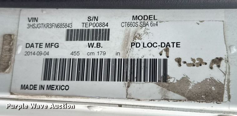 image for item DO0799 2015 Caterpillar CT660 semi truck