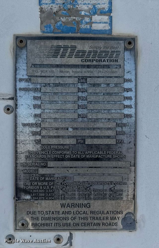 image for item DS3724 1992 Monon MA3-00-ST-48W dry van trailer