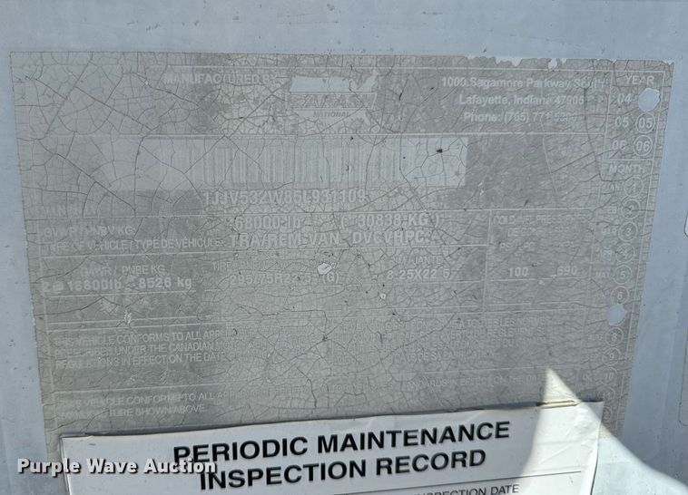 image for item DV1911 2005 Wabash DVCVHPC dry van trailer