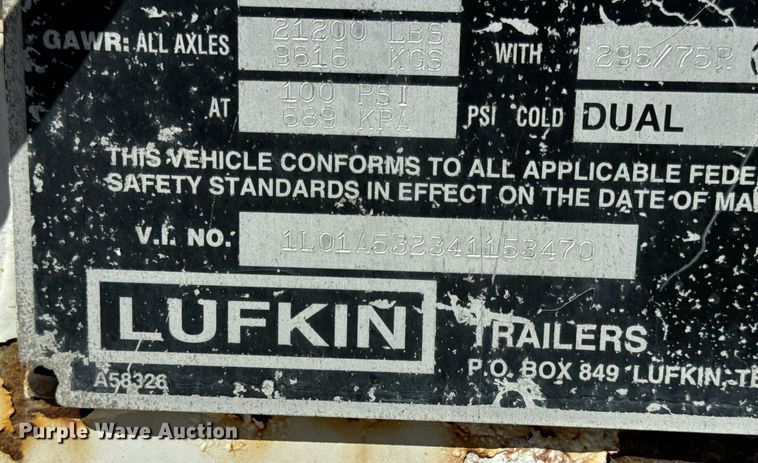 image for item DV1916 2004 Lufkin TFV-CLST dry van trailer