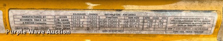 image for item EC3560 2022 Kenworth T680 semi truck