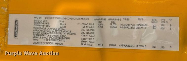 image for item EC3561 2021 Freightliner Cascadia 126 semi truck