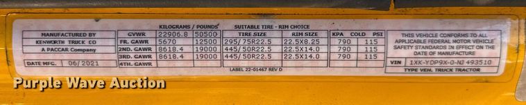 image for item EC3568 2022 Kenworth T680 semi truck