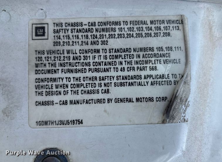 image for item EF3008 1997 GMC C7500 box truck