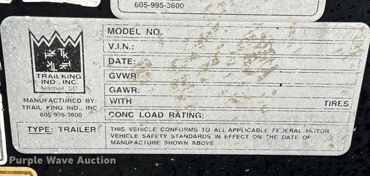 image for item EG5725 2011 Trail King TK110HDG-533 lowboy equipment trailer