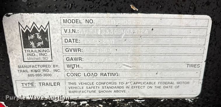 image for item EG5725 2011 Trail King TK110HDG-533 lowboy equipment trailer