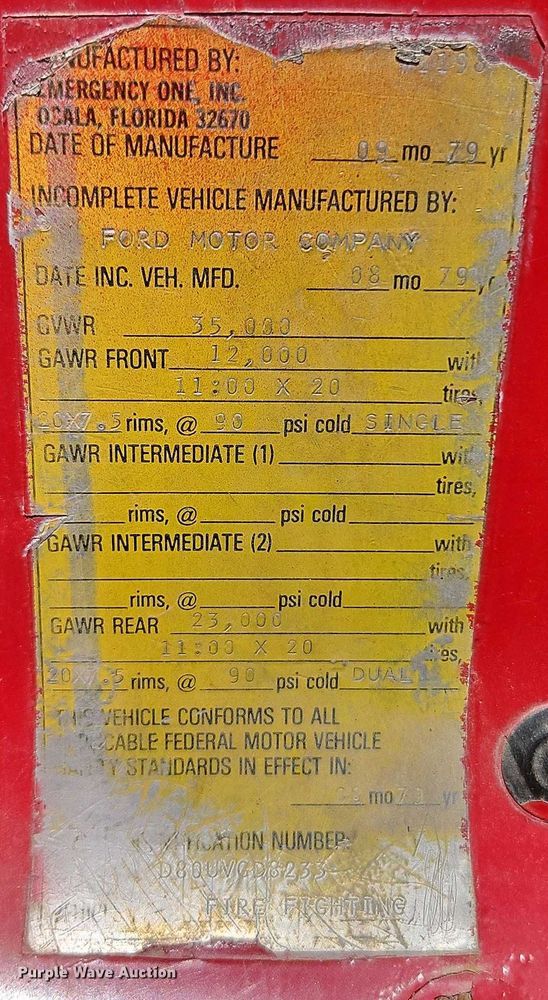 image for item EI8958 1980 Ford 8000 Custom Cab truck cab and chassis