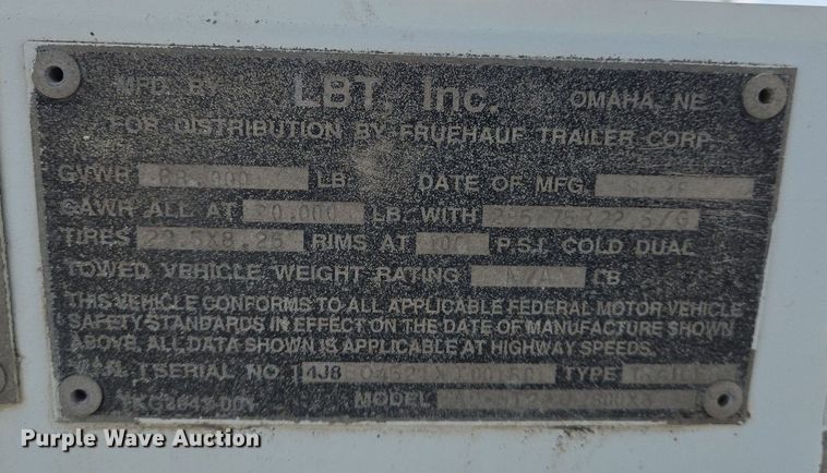 image for item EJ7437 1999 Fruehauf pneumatic dry bulk trailer