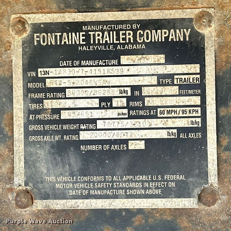 image for item EJ8629 2004 Fontaine FTW-5-8048WSAW flatbed trailer