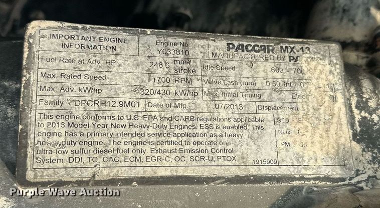 image for item EJ8662 2014 Kenworth T660 semi truck