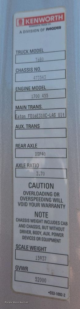 image for item EL2000 2016 Kenworth T680 semi truck