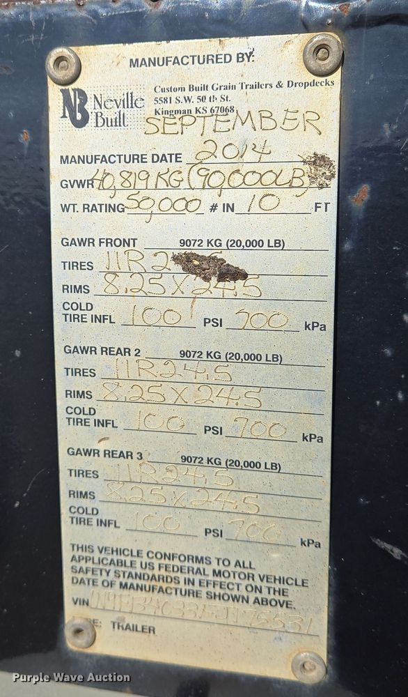 image for item EN8906 2014 Neville Built oilfield trailer