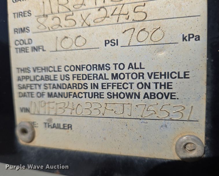 image for item EN8906 2014 Neville Built oilfield trailer