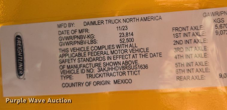 image for item FB9356 2024 Freightliner Cascadia semi truck