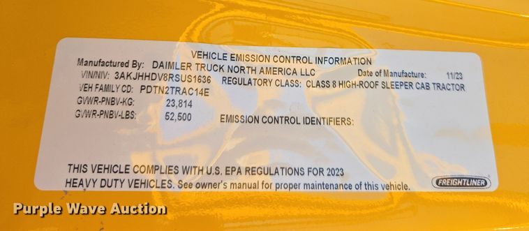 image for item FB9356 2024 Freightliner Cascadia semi truck