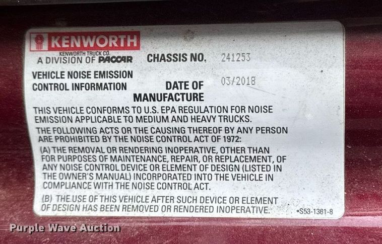 image for item YA0346 2019 Kenworth T680 semi truck