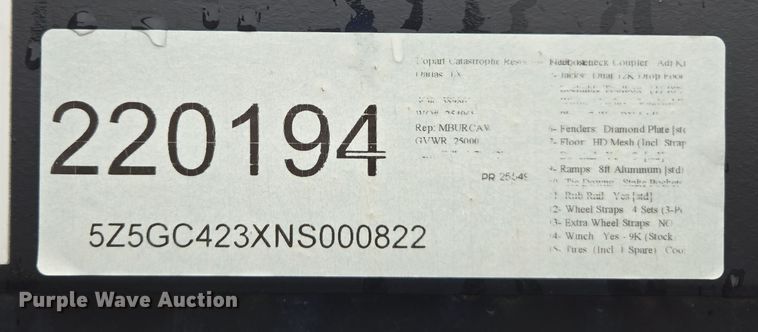 image for item YA0477 2022 Appalachian car carrier