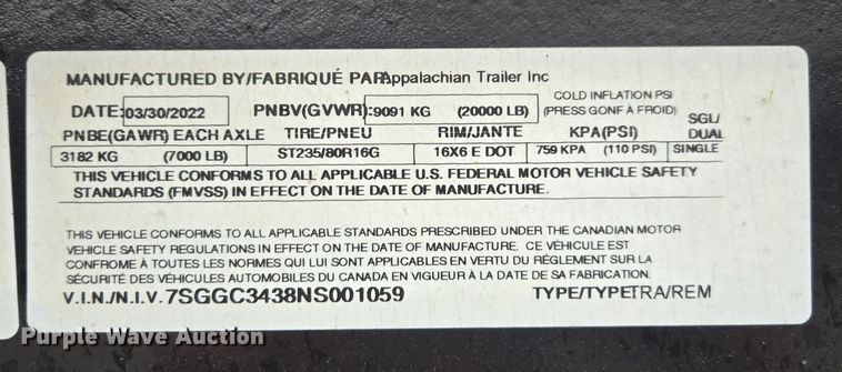 image for item YA0484 2022 Appalachian car carrier