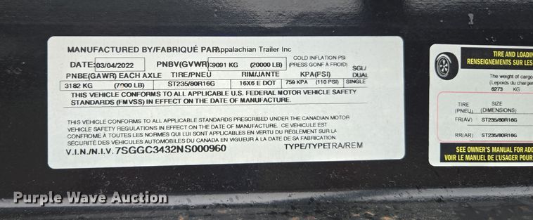 image for item YA0487 2022 Appalachian car carrier